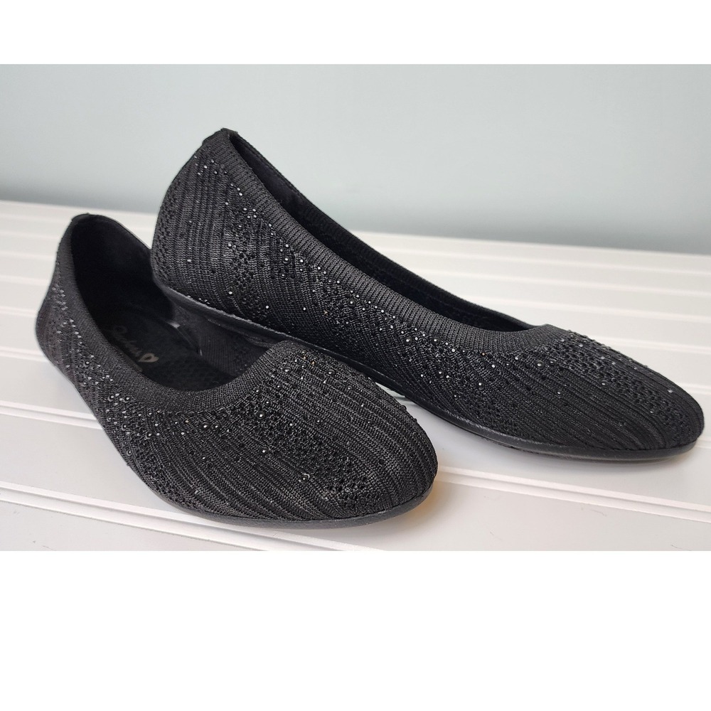 Skechers Cleo Bewitched Flats Women 8.5 Black Knit